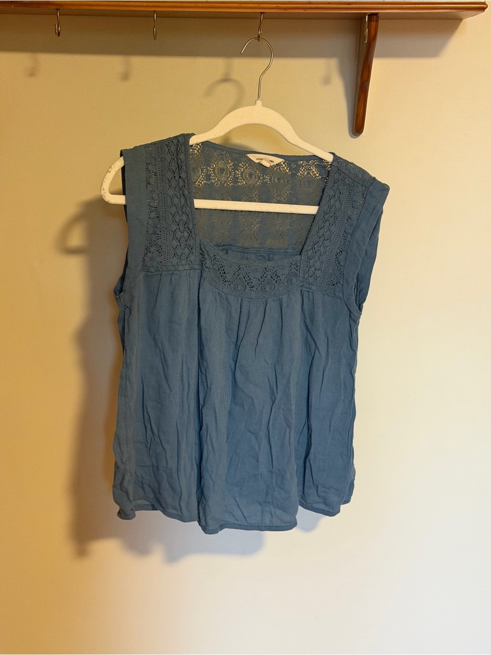 Lucky Brand Teal Lace Knit Top